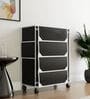 Nexa 4 Tier Shoe Rack With Wheels In Black Finish