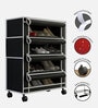 Nexa 4 Tier Shoe Rack With Wheels In Black Finish