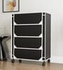 Nexa 4 Tier Shoe Rack With Wheels In Black Finish