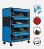 Nexa 4 Tier Shoe Rack With Wheels In Blue & Black Finish