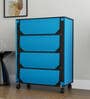 Nexa 4 Tier Shoe Rack With Wheels In Blue & Black Finish