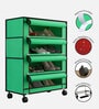 Nexa 4 Tier Shoe Rack With Wheels In Green Finish