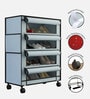 Nexa 4 Tier Shoe Rack With Wheels In Grey Finish