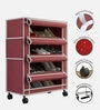 Nexa 4 Tier Shoe Rack With Wheels In Maroon Finish