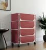 Nexa 4 Tier Shoe Rack With Wheels In Maroon Finish