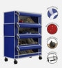 Nexa 4 Tier Shoe Rack With Wheels In Navy Blue Finish