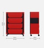 Nexa 4 Tier Shoe Rack With Wheels In Red & Black Finish