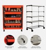 Nexa 4 Tier Shoe Rack With Wheels In Red & Black Finish