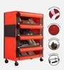 Nexa 4 Tier Shoe Rack With Wheels In Red & Black Finish