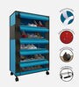 Nexa 5 Tier Shoe Rack With Wheels In Blue & Black Finish