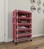 Nexa 5 Tier Shoe Rack With Wheels In Maroon Finish