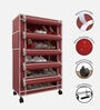 Nexa 5 Tier Shoe Rack With Wheels In Maroon Finish