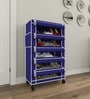 Nexa 5 Tier Shoe Rack With Wheels In Navy Blue Finish