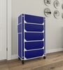 Nexa 5 Tier Shoe Rack With Wheels In Navy Blue Finish