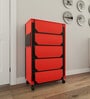Nexa 5 Tier Shoe Rack With Wheels In Red & Black Finish