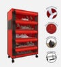 Nexa 5 Tier Shoe Rack With Wheels In Red & Black Finish