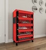 Nexa 5 Tier Shoe Rack With Wheels In Red & Black Finish