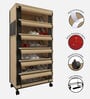 Nexa 6 Tier Shoe Rack With Wheels In Beige Finish