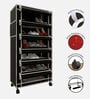 Nexa 6 Tier Shoe Rack With Wheels In Black Finish