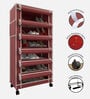 Nexa 6 Tier Shoe Rack With Wheels In Maroon Finish