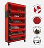 Nexa 6 Tier Shoe Rack With Wheels In Red & Black Finish