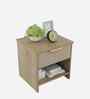Nexo Bedside Table In Santana Oak & Bamboo Flute Finish