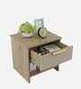 Nexo Bedside Table In Santana Oak & Bamboo Flute Finish