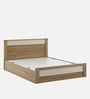 Nexon Queen Size Bed in Classic Oak Melamine Finish With Box Storage