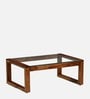 Slatina Sheesham Wood Coffee Table In Rustic Teak Finish With Glass Top