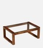 Slatina Sheesham Wood Coffee Table In Rustic Teak Finish With Glass Top