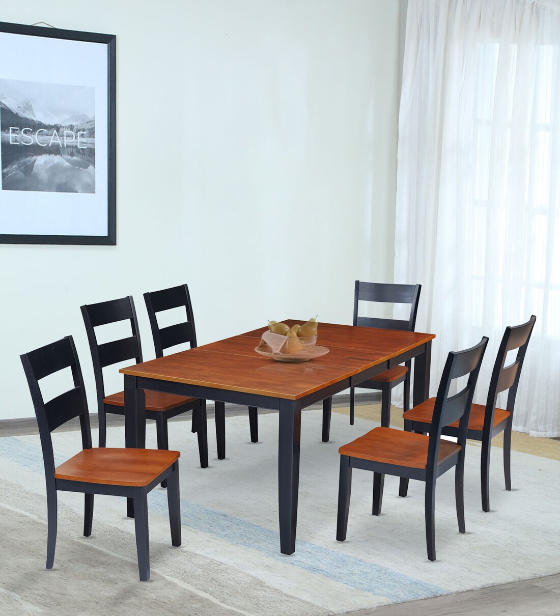 Buy Sake 6 Seater Extendable Dining Set in Cherry & Walnut Finish at 47