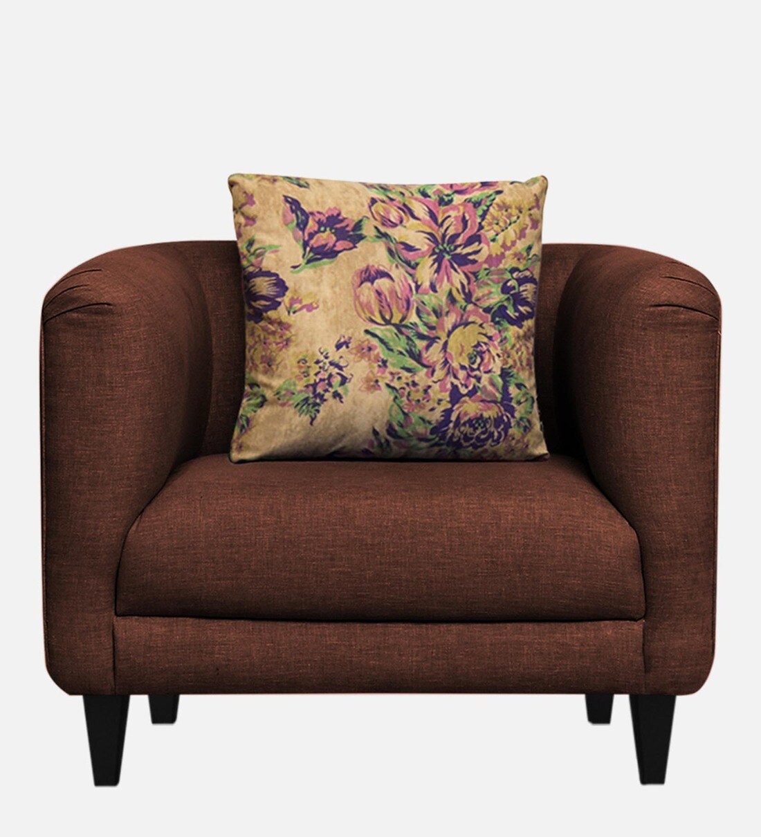 Buy Niki Fabric 1 Seater Sofa in Coffee Brown Colour by Febonic Online