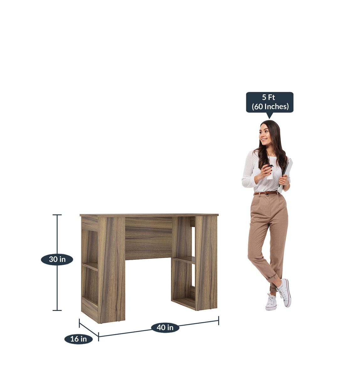 Buy Nikolai Study Table in Walnut Colour by Hometown Online Modern