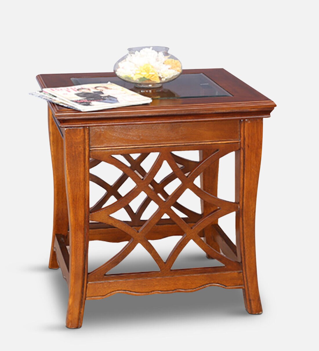Buy Nina Glass Top Side Table in Brown Colour at 77 OFF by HomeTown