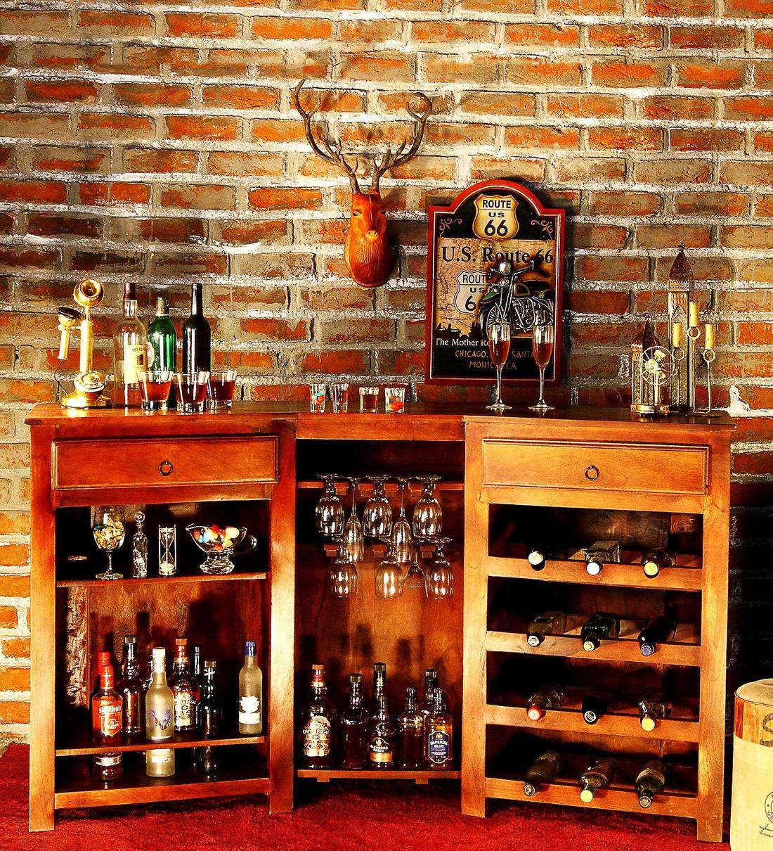 Buy Ityaka Solid Wood Bar in Provincial Teak Finish Mudramark