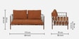 Niewood Metal 3 Seater Outfoor Sofa In Brown Colour