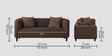 Niki Fabric 2 Seater Sofa In Coffee Brown Color