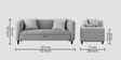 Niki Fabric 2 Seater Sofa In Lit Grey Color
