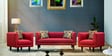 Niki Fabric 3+1+1 Sofa Set In Blood Maroon Colour