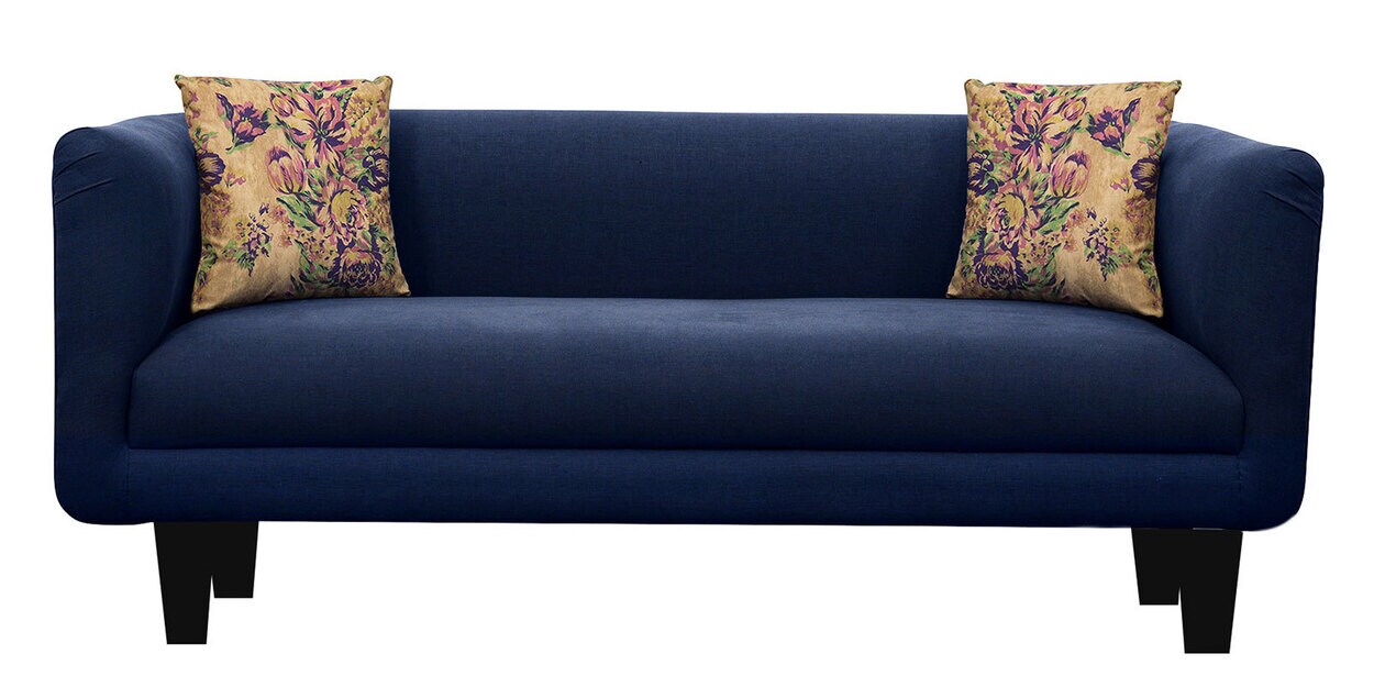 Buy Niki 3 Seater Sofa in Blue Colour by Febonic Online MidCentury
