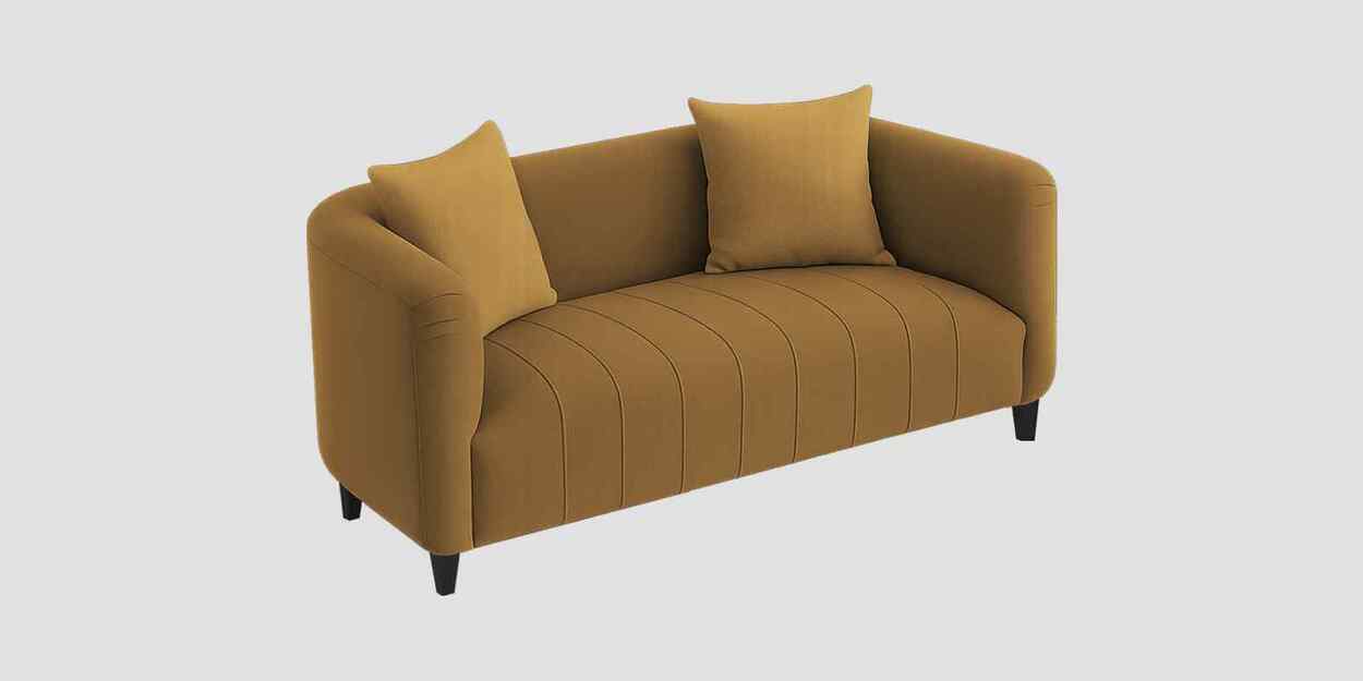 Buy Niki Fabric 2 Seater Sofa in Mustard Yellow Colour at 15% OFF
