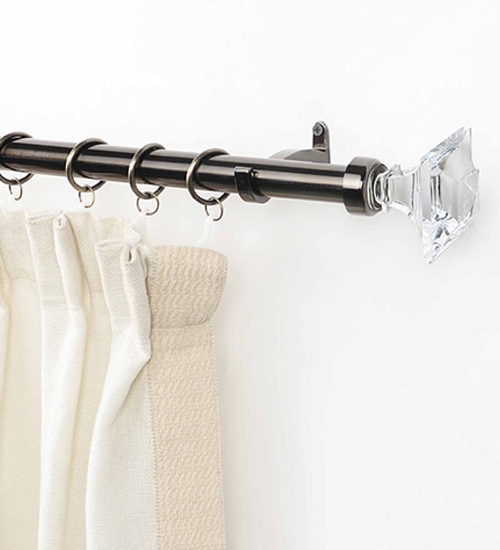 Nickel Grey Stainless Steel Curtain Rod (52-144 Inches) With Bracket