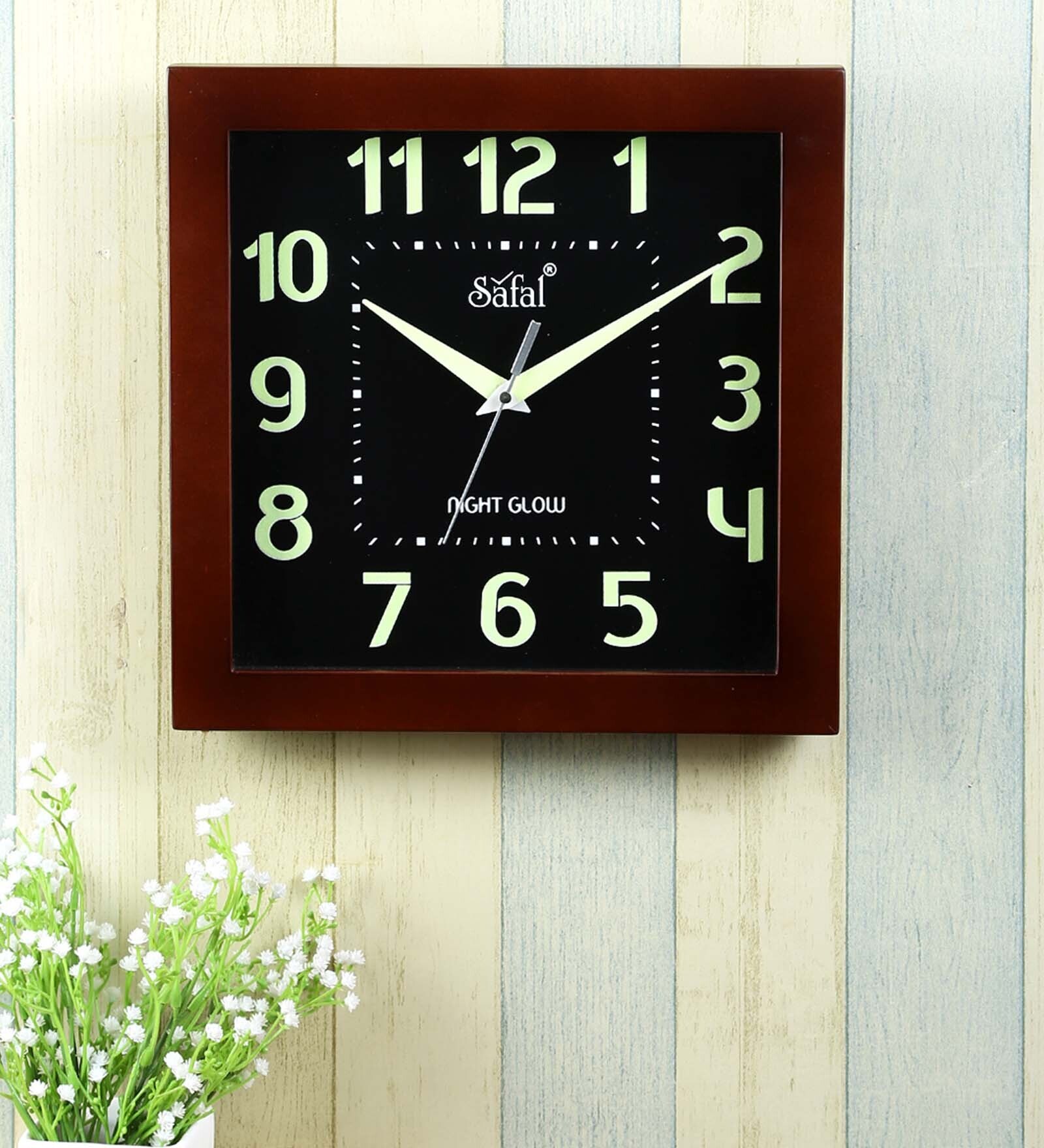 Buy Night Glow Sweep Mechanism Engineered Wood Wall Clock at 35 OFF by