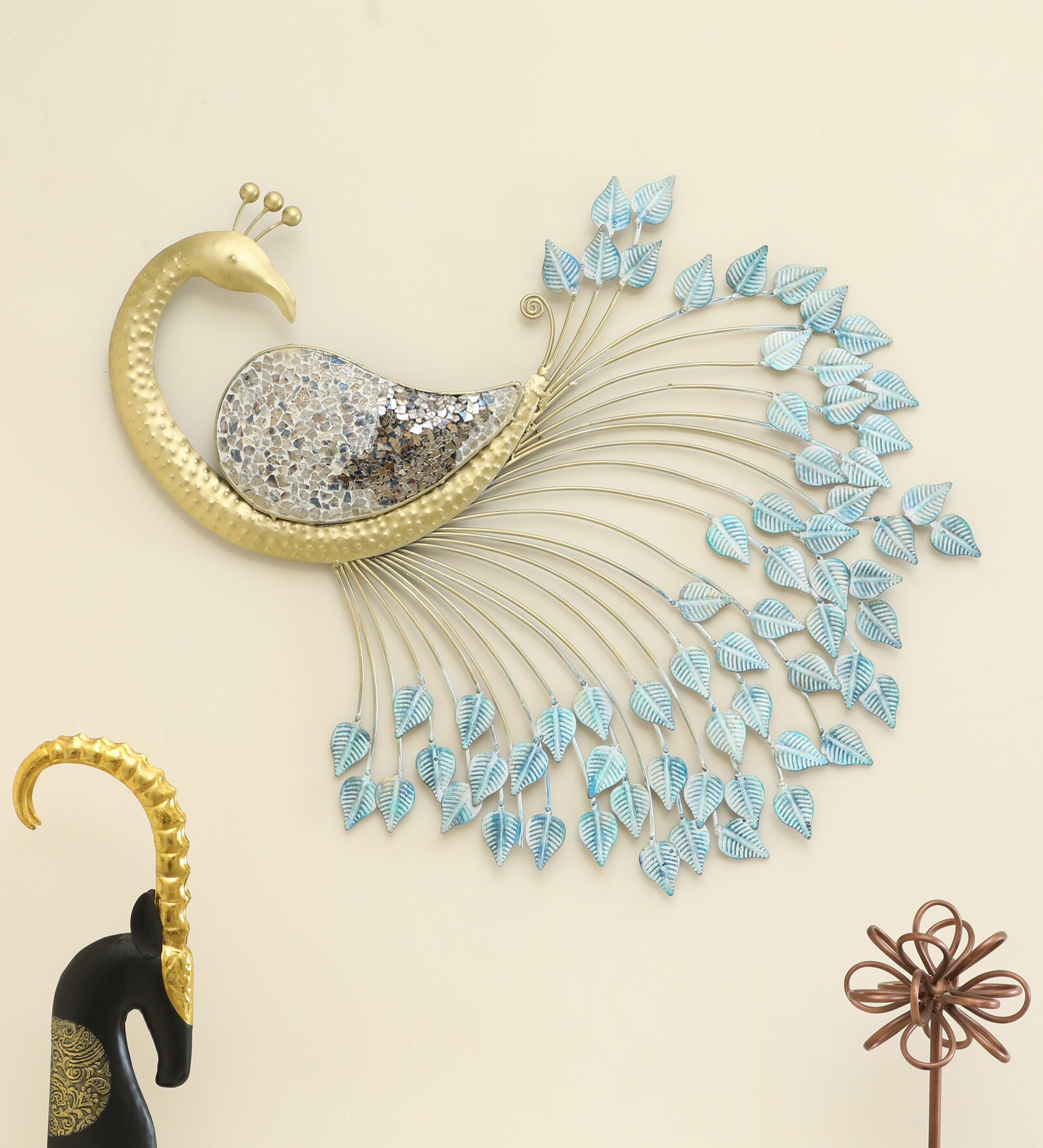 Nihaal Peacock Multicolour Iron Wall Art