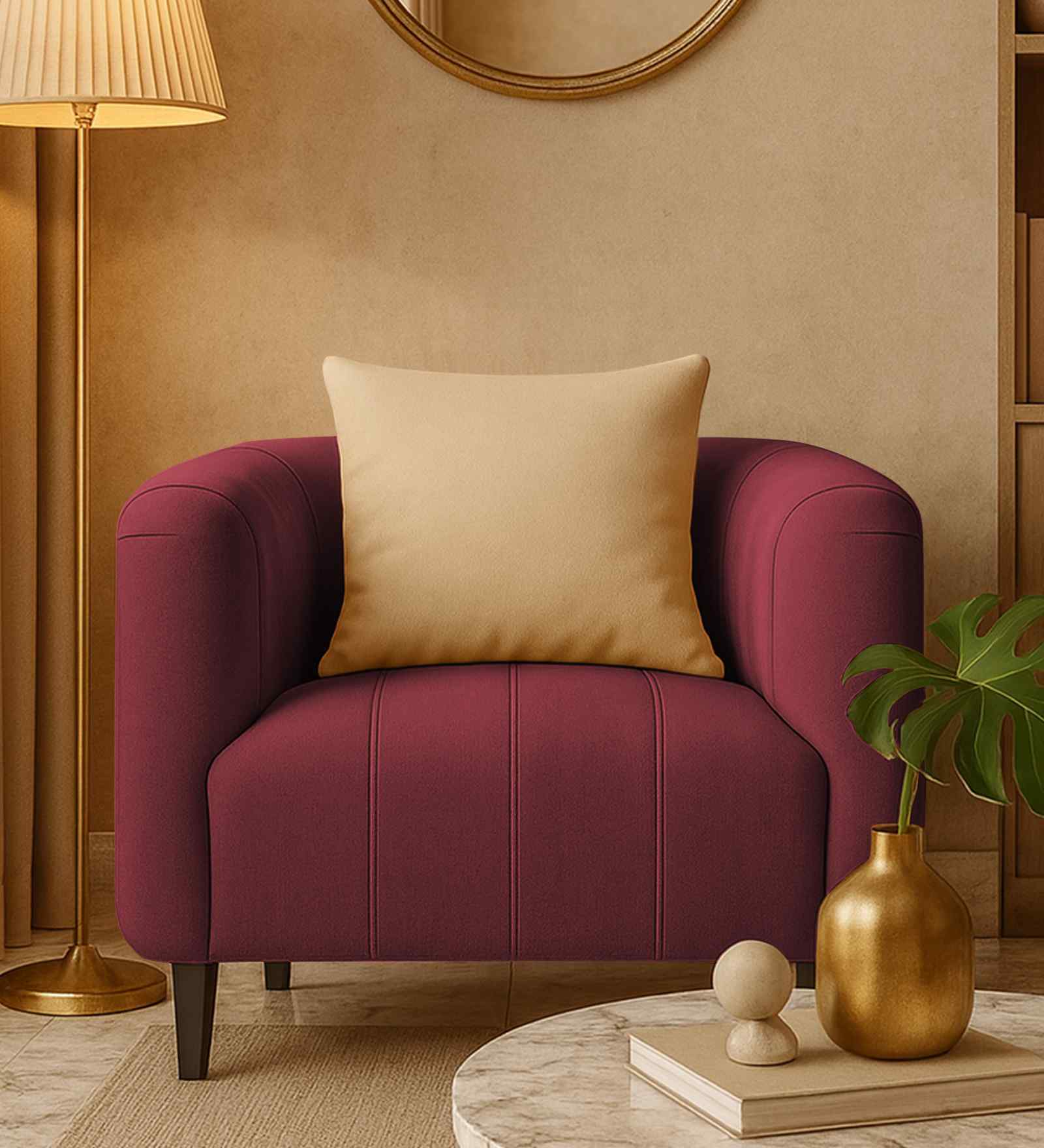 Niki Fabric 1 Seater Sofa In Charcoal Grey Color