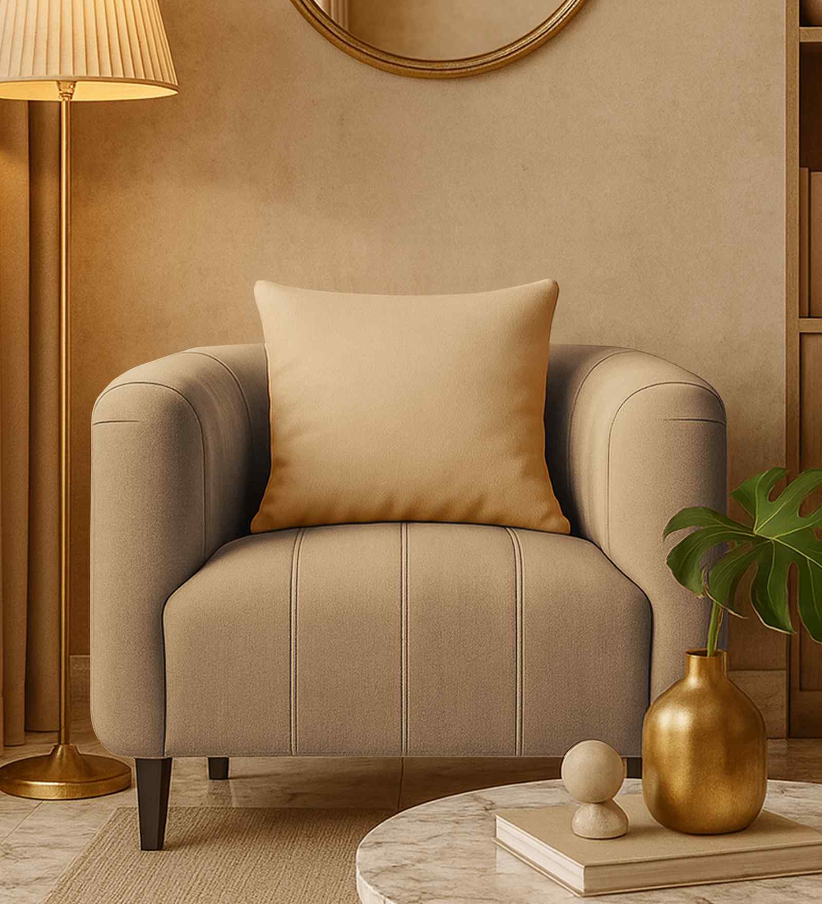 Niki Fabric 1 Seater Sofa In Sea Green Color