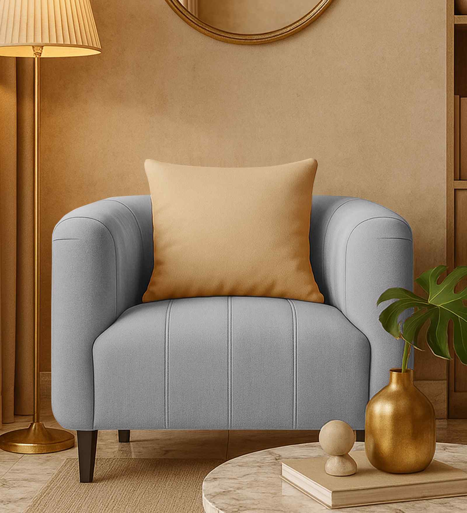 Niki Fabric 1 Seater Sofa In Lit Grey Color