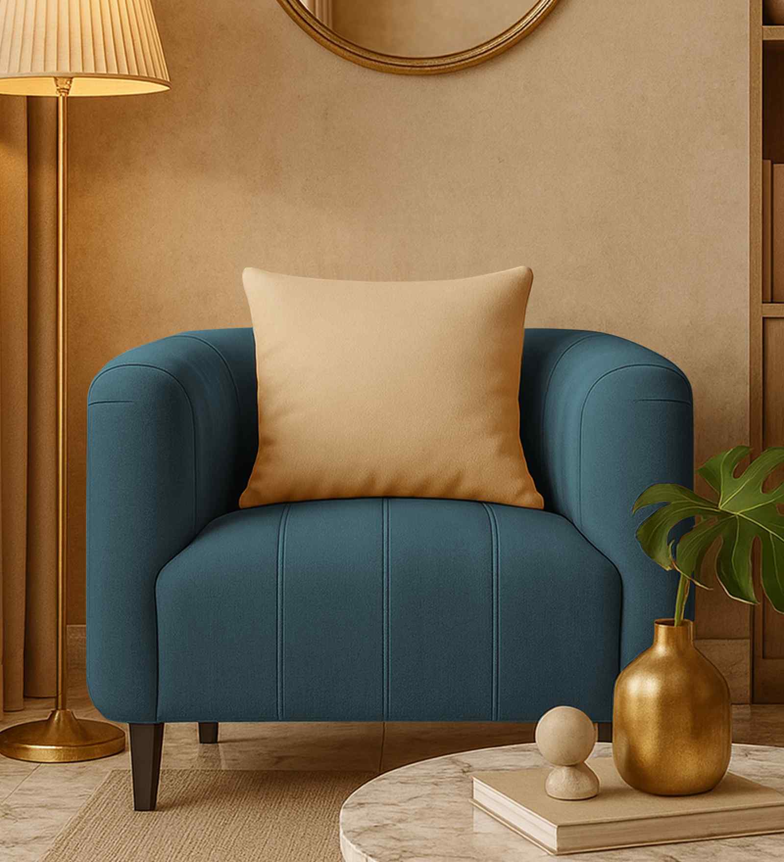 Niki Fabric 1 Seater Sofa In Royal Blue Color