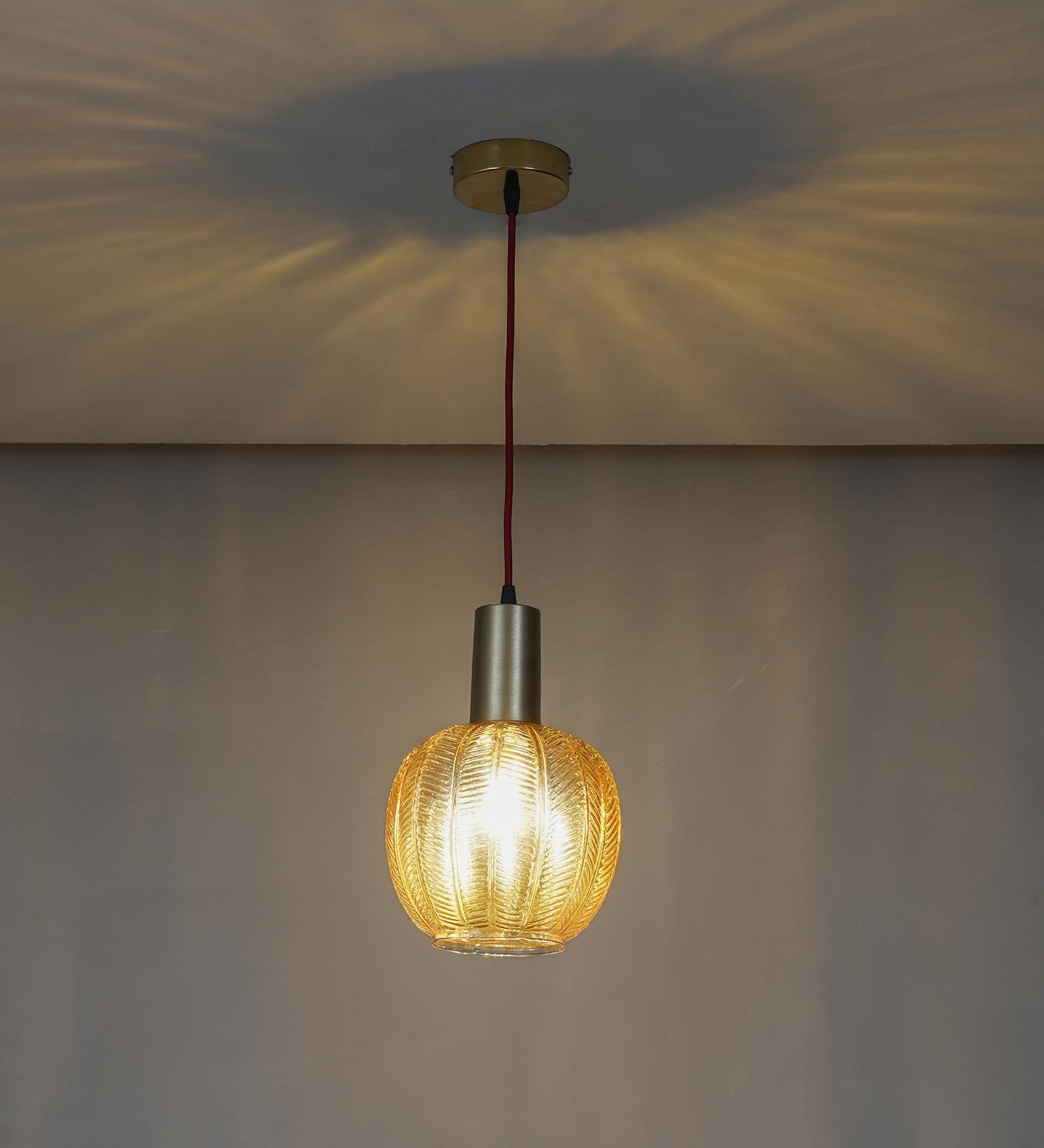 Nikolas Glass & Metal Ceiling Pendant (Amber)