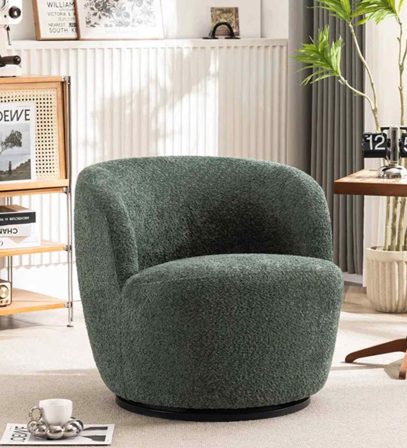Nikoli Boucle Barrel Chair In Green Chair